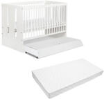 Klups Patut cu sertar Paula alb + Saltea Cocos Confort Klups (NT0391-10230)
