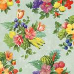 Ambiente Flowers And Fruits Green papírszalvéta 33x33cm, 20db-os