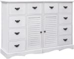 vidaXL Servantă cu 10 sertare, alb, 113x30x79 cm, lemn (284179) Comoda