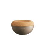 Emile henry (Франция) Керамичен канистър за сол или захар emile henry salt cellar с корков капак - Ø14.5 см - цвят сиво-бежов (eh 8761-95)