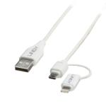 Lindy Cablu USB 2.0 la micro USB-B + adaptor Lightning MFI 1m, Lindy L31345 (L31345)