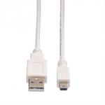 Valueline Cablu USB 2.0 la mini USB-B T-T 1.8m Alb, Value 11.99. 8718 (11.99.8718-20)