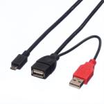 Roline Cablu USB 2.0 in Y la USB-A T + micro USB-B T-T OTG, Roline 19.08. 1009 (19.08.1009-25)