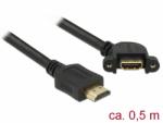 Delock Cablu prelungitor HDMI tip A T-M panel-mount unghi 110 grade 4K 30 Hz 0.5m, Delock 85467 (85467)