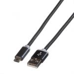 Roline Cablu USB la micro USB pentru incarcare cu indicator LED 1m Negru, Roline 11.02. 8318 (11.02.8318-10)