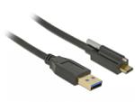 Delock Cablu SuperSpeed USB 10 Gbps (USB 3.1 Gen 2) tip A la USB-C cu surub sus T-T 1m Negru, Delock 83717 (83717)