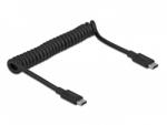 Delock Cablu USB 3.1-C la tip C 3A E-Marker T-T spiralat 30-70cm Negru, Delock 85350 (85350)