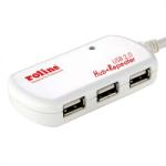 Roline Cablu prelungitor USB 2.0 activ 4 porturi cu repeater 12m, Roline 12.04. 1085 (12.04.1085-10)