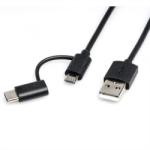 Roline Cablu micro USB-B 2.0 + adaptor USB-C la USB-A T-T 1m Negru, Roline 11.02. 8328 (11.02.8328-10)