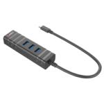 Lindy Adaptor USB 3.1 tip C la Gigabit + HUB 3 porturi, Lindy L43249 (L43249)
