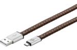 Goobay Cablu micro USB-B la USB 2.0 invelis piele T-T 1m, Goobay (KU2M1FLEATHER)