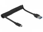 Delock Cablu USB 3.1-A la USB-C T-T spiralat 30-70cm Negru, Delock 85349 (85349)