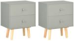 vidaXL Noptiere, 2 buc. , gri, 40 x 30 x 50 cm, lemn masiv de pin (285227)