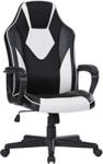 Antares Newdale gamer szék mesh és műbőr borítás műanyag lábkereszt design görgők fekete-fehér (ANKHSZ171)