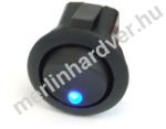  Phobya kerek kétállású kapcsoló - kék LED - unipoláris ON/OFF (3-Pin)