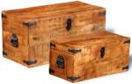 vidaXL Set cufere de depozitare, 2 piese, lemn mango nefinisat (241634)