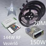 Vled Silver 4 (5050 SMD 30led/m szalag +RF 20 gombos vezérlő + 150W fém táp) (RGB-szett-silver-4)