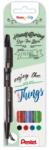 Pentel Marker caligrafic Brush Pen ultra fin Touch 4 buc/set Pentel PESES154 (PESES154)