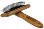 Bamboo Groom Soft Slicker Brush with Stainless Steel & Comfort Pins M - бамбукова четка с ъглови метални бодлички за всеки тип козина, за средни породи кучата, размер М: 9, 2 см ширина х 4, 8 см височина BGSLMD