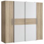Kring York Ruhásszekrény, Csúsztatható ajtók, 200 x 190 x 62 cm, Homokszínű tölgy/Fehér