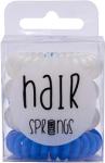 Hair Springs Set elastice de păr, 4 buc, mărgăritar+albastru - Hair Springs 4 buc