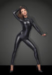 Noir Handmade F162 Powerwetlook Overall with Leash and Two-way Zipper M