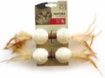 Mpets Играчка за котки M-Pets Natura Dumbbell - Котешка играчка 2бр гирички с пера, натурална 24x4, 5x4, 5 см - Белгия 20601199