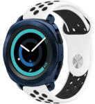 iUni Curea ceas Smartwatch Samsung Galaxy Watch 4, Watch 4 Classic, Gear S2, iUni 20 mm Silicon Sport White-Black (510649)