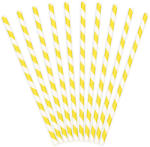 PartyDeco S. r. o Szívószál papírból, sárga -fehér csíkos