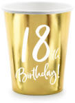 PartyDeco Party pohár, 18-as számmal, arany, 6db/cs, 220 ml
