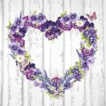 Ambiente Purple Hearts papírszalvéta 33x33cm, 20db-os