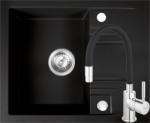FERRO Set Chiuveta Ferro Mezzo II 1 Cuva si Picurator 580 x 480 mm si Baterie Ferro Zumba cu Pipa Flexibila Grafit (SETDRGM48/58BABZA4B)