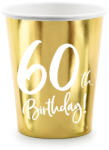 PartyDeco S. r. o Party pohár, 60-as számmal, arany, 6db/cs, 220 ml
