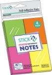 STICKN Notes autoadeziv 38 x 51 mm, 4 x 50 file/set, Stickn - 4 culori fosforescente (HO-21091)