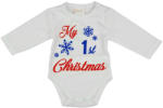 Andrea Kft My first Christmas" feliratos hosszú ujjú karácsonyi baba body| kombidressz fehér