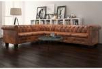 vidaXL Canapea colțar Chesterfield, 6 locuri, piele artificială, maro (243618) Canapea