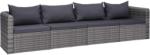 vidaXL Set canapea de grădină cu perne, 4 piese, gri, poliratan (44164)