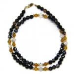  Colier din Agata Sardonix Agata Rotund Fatetat - Diamant Herkimer - Inchizator Gold Filled