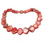  Colier din Sidef Colorat Rosu Patrat Fatetat - 16-16 x 30-30 x 4-6 mm