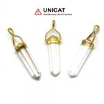  Pandantiv Cuart Alb Natural 2 Varfuri - 50-55 x 18-20 mm - 1 Buc
