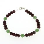  Bratara din Granat Fatetat, Serpentin si Accesorii Argint