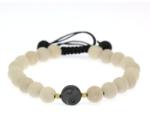  Bratara cu Onix Alb si Hematit Yin Yang - Margele Gold Filled - Inchidere Siret - 8 mm