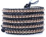  Bratara 5 wrap Acril Perlat rotund 4 mm si snur negru