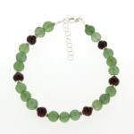  Bratara din Serpentin Fatetat, Granat si Accesorii Argint