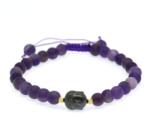  Bratara cu Ametist si Hematit Cap de Buddha - Gold Filled - Inchidere Siret - 8 mm