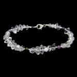 Bratara din Diamant Herkimer si Safir Roz Rotund Fatetat cu Argint - Inchizator Argint - 8-11 x 3-6 mm