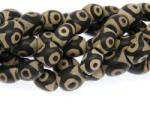  Margele Bijuterii Agata Tibetana Dzi Mat Butoias - 3 Ochi 15x14 mm