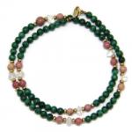  Colier din Malachit Rotund Fatetat 3x3 mm - Accesorii de Gold Filled - Argint 925 - 1 Buc