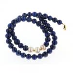  Colier din Lapis Lazuli Fatetat cu Perle si Elemente Gold Filled