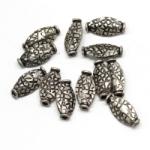  Margele din Alama Placat Argintata Oval 17 x 8 mm - 8 Buc